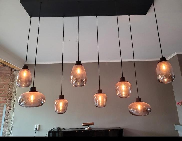 Prachtige hanglamp Rookglas Steinhauer, Huis en Inrichting, Lampen | Hanglampen, Zo goed als nieuw, 75 cm of meer, Ophalen