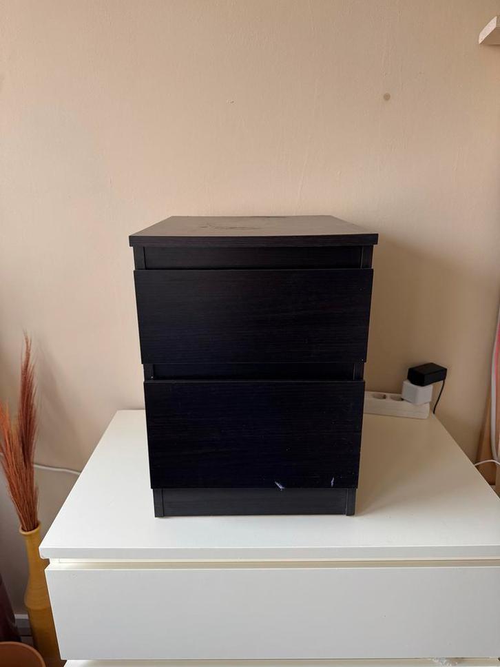 IKEA Malm Nachtkastje - Zwartbruin, Huis en Inrichting, Slaapkamer | Nachtkastjes, Gebruikt, Minder dan 55 cm, Minder dan 45 cm