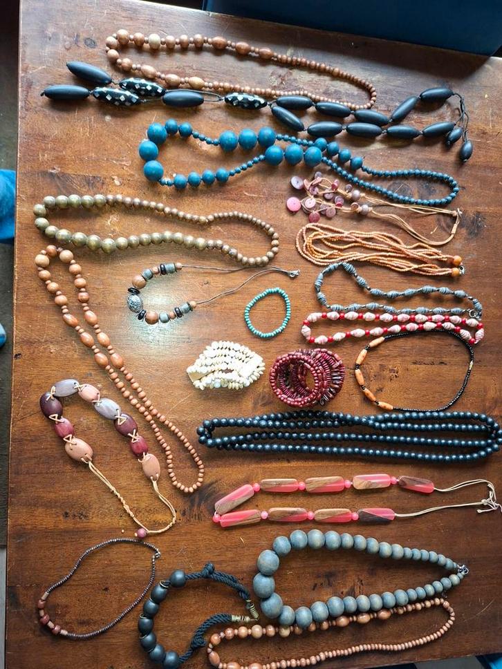 Vintage Sieraden Lot - Houten Kralen alles in 1 koop €15, Sieraden, Tassen en Uiterlijk, Kettingen, Gebruikt, Overige materialen