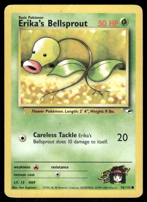 Erika's Bellsprout 76/132 - Gym Heroes (EX), Hobby en Vrije tijd, Verzamelkaartspellen | Pokémon, Gebruikt, Losse kaart, Verzenden