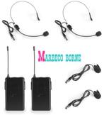 Draadloze Microfoons, 2 Bodypacks, Headsets, 2 kanaals VHF, Muziek en Instrumenten, Microfoons, Vonyx, Nieuw, Info@marbeco.nl