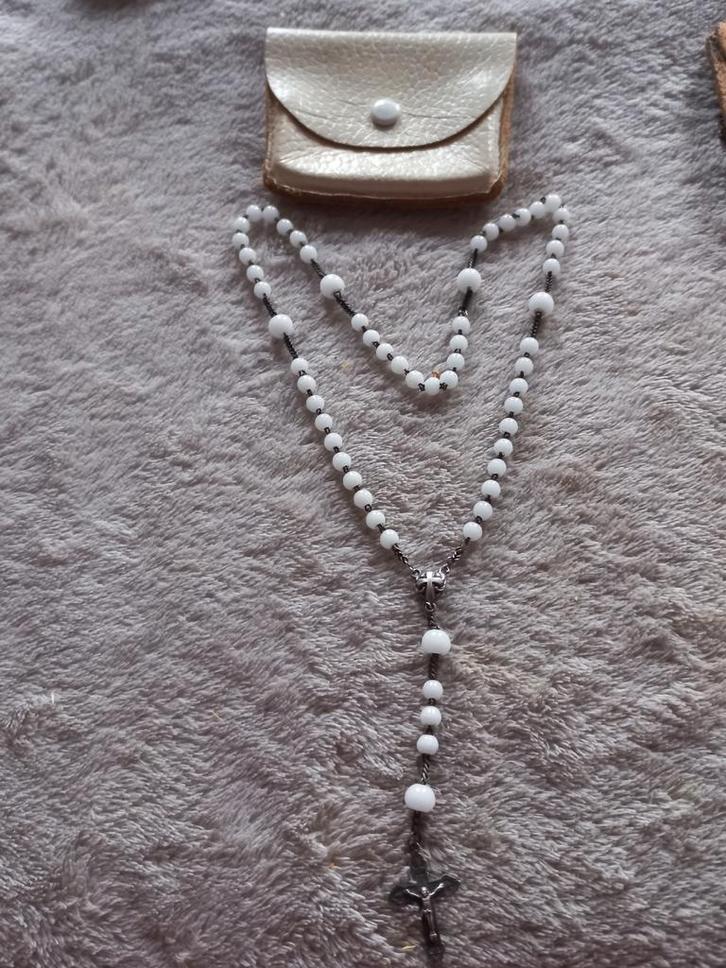 Antieke Zilveren Rozenkrans met leren etui, Antiek en Kunst, Antiek | Religie, Ophalen of Verzenden