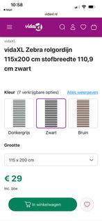 Nieuw rolgordijn zwart zebra, Ophalen, 100 tot 150 cm, Zwart, Nieuw