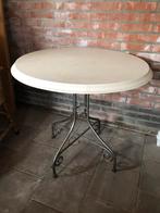 Vintage ronde bij tafel met ijzeren onderstel!, Gebruikt, Rond, Ophalen of Verzenden, 75 cm of meer