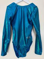 Zeeblauw/turquoise turnpakje maat 152-164, Blauw, Ophalen of Verzenden, Zo goed als nieuw, Turnpak(je)