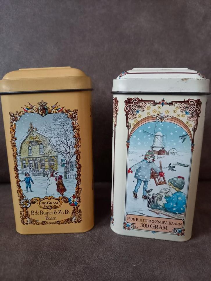 2 leuke vintage blikjes van De Ruijter's  (5 euro per stuk), Verzamelen, Blikken, Gebruikt, Ophalen of Verzenden