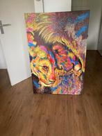 Orig.Olieverf schilderij ``Lions``, 75 tot 100 cm, Schilderij, Zo goed als nieuw, Ophalen