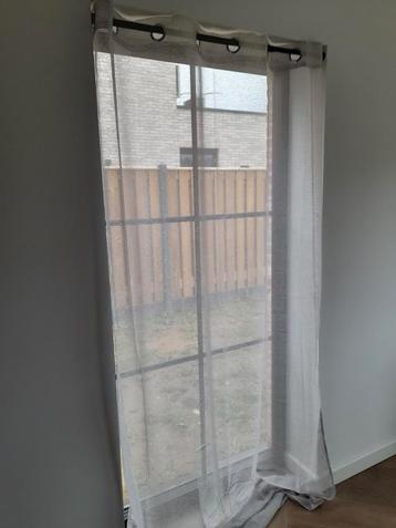 Zgan Grijze vitrage gordijnen 135x260 met klem rail beschikbaar voor biedingen