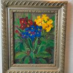 Frans Boers stilleven Primula's olieverf op paneel, Ophalen of Verzenden