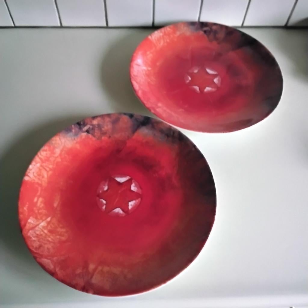 Kunst op tafel 2 dezelfde borden, Ophalen of Verzenden