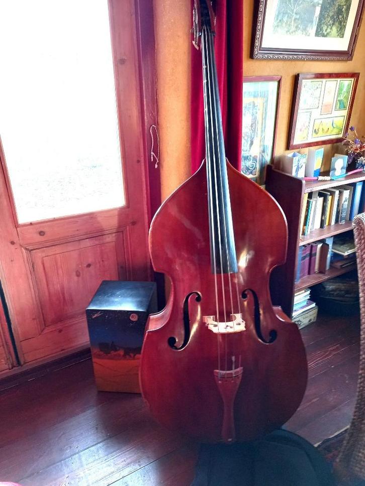 contrabas 3/4, Muziek en Instrumenten, Strijkinstrumenten | Contrabassen, Gebruikt, 3/4-contrabas, Met koffer, Ophalen