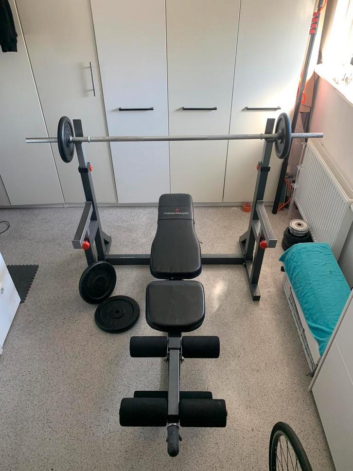 Benchpress powermark, Sport en Fitness, Fitnessmaterialen, Zo goed als nieuw, Fitnessbank, Benen, Ophalen