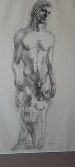 mooie grote tekening van Aart Schonk : Apollo en Hyacintus, Antiek en Kunst, Ophalen