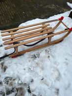 Houten slee met skies, Ophalen, Gebruikt, Hout