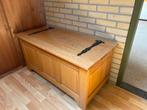 Eikenhouten dekenkist met metalen beslag, Ophalen, Gebruikt, 100 tot 150 cm, 50 tot 75 cm