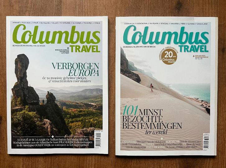 COLUMBUS Travel - Reismagazine, 2 exemplaren, Boeken, Tijdschriften en Kranten, Nieuw, Overige typen, Ophalen of Verzenden