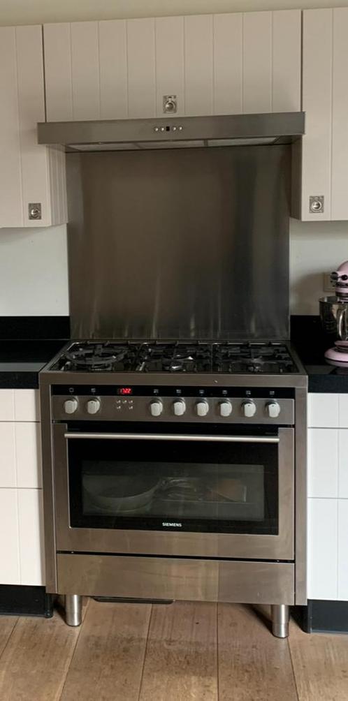Siemens RVS 6 pits gasfornuis met elektrische oven 90cm, Witgoed en Apparatuur, Fornuizen, Zo goed als nieuw, Vrijstaand, Gas