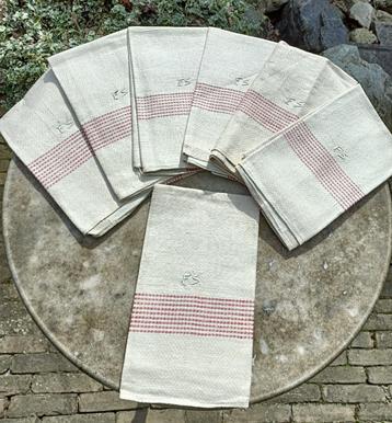 Antieke linnen mangeldoek roldoek monogram ES 107x43 (BT3) beschikbaar voor biedingen