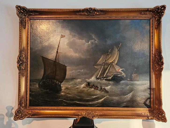 Schilderij Schiedges - Zeegezicht, Antiek en Kunst, Kunst | Schilderijen | Klassiek, Ophalen of Verzenden