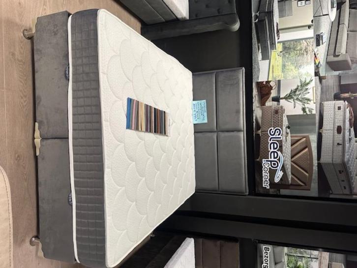bedden en boxsprings te koop met opbergruimte op=op, Huis en Inrichting, Slaapkamer | Bedden, Nieuw, Tweepersoons, Stof, Ophalen