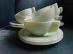 Jadeite kop en schotels opaline Belgie 1920-'40, Ophalen of Verzenden
