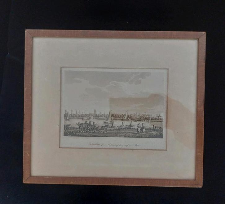 9 / zeldzame prent van Rotterdam en de Maas, Antiek en Kunst, Kunst | Litho's en Zeefdrukken, Ophalen of Verzenden