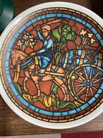 Antiek Duits Sierbord - Ridderscene, Antiek en Kunst, Antiek | Wandborden en Tegels, Ophalen of Verzenden