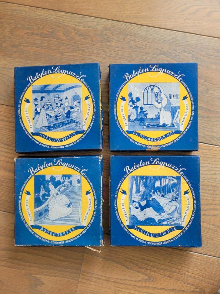 4 stuks antieke Babylon Puzzel / legpuzzle / sprookjes jr.40, Verzamelen, Speelgoed, Gebruikt, Ophalen of Verzenden