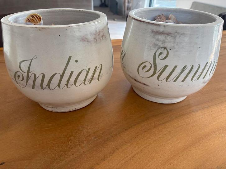 Riviera Maison Bloempotten Set - Indian Summer, Tuin en Terras, Bloempotten, Zo goed als nieuw, Aardewerk, Binnen, Minder dan 40 cm