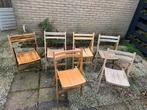 Vijf houten klapstoelen, Ophalen of Verzenden, Zo goed als nieuw, Hout