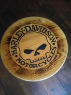 Mooi tafeltje met uitgefreesd Harley Davidson logo, Minder dan 55 cm, Rond, Nieuw, Hout