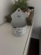 Antieke Emaille Zoutpot met Blauw Decor, Ophalen of Verzenden