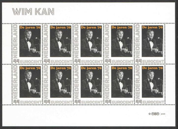 Nostalgie op postzegels Jaren '70: Wim Kan, Postzegels en Munten, Postzegels | Nederland, Postfris, Na 1940, Ophalen of Verzenden