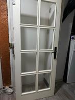 Witte binnendeur met glas, Doe-het-zelf en Verbouw, Deuren en Horren, Ophalen, Gebruikt, 80 tot 100 cm, Binnendeur