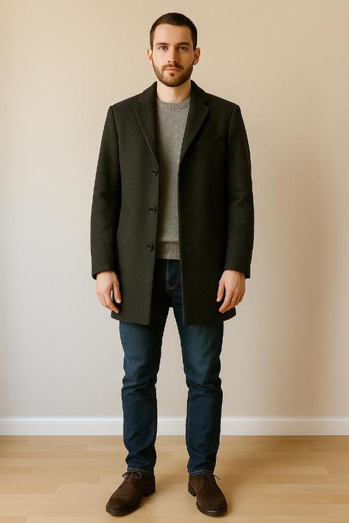 Stijlvolle wollen jas van WE – maat XS/S, nooit gedragen!, Kleding | Heren, Jassen | Winter, Nieuw, Maat 46 (S) of kleiner, Grijs