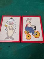 geborduurde schilderijtjes met konijn, Ophalen of Verzenden, 'T Olde Gre-j, Info@toldegrej.nl, Endepoelstraat 20f Didam