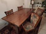 Zwaar Massief Donker eiken eethoek met 4 stoelen, Huis en Inrichting, Complete eetkamers, Ophalen, Gebruikt, Klassiek, Landelijk, Rustiek.