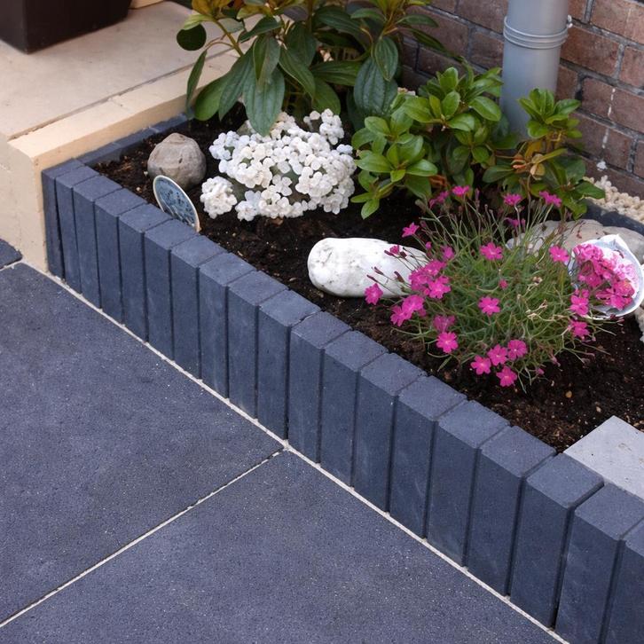 Mini Quadrobandpalissade 6x40x50 cm Zwart Restpartij, Tuin en Terras, Bielzen en Borders, Nieuw, Border, Beton, 25 tot 50 cm, Minder dan 100 cm