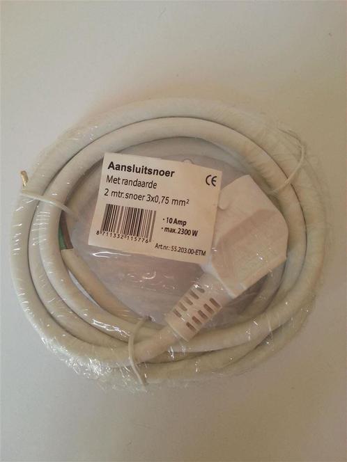 Aansluitsnoer 2 meter - WIT [NIEUW], Hobby en Vrije tijd, Elektronica-componenten, Nieuw, Ophalen of Verzenden