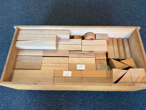 Vintage Houten Bouwblokken Set in Doos, Antiek en Kunst, Antiek | Speelgoed, Ophalen