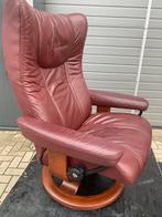 Stressless Ekornes leren draaistoel, Huis en Inrichting, Fauteuils, Ophalen, Gebruikt, Minder dan 75 cm, Leer
