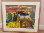 Frans landschap kleurig 50x60, Antiek en Kunst, Ophalen of Verzenden