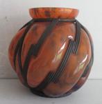 art deco vaas Daum Lorrain in smeedijzeren montuur, Antiek en Kunst, Ophalen