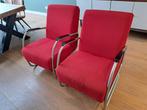 Feauteuils trendhopper gispen stijl rvs ribstof rood, Huis en Inrichting, Ophalen, Gebruikt, Minder dan 75 cm, Metaal