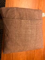 Bruin linnen kussen 50x50 cm - inclusief binnenkussen, Ophalen of Verzenden, Zo goed als nieuw, Bruin, Vierkant