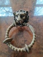 Oude koperen deurklopper leeuw, Antiek en Kunst, Verzenden