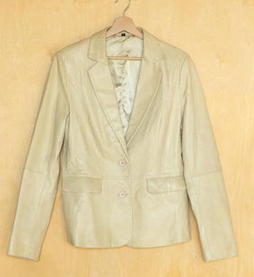 Echt leren licht gele butter, beige blazer jasje M 40 beschikbaar voor biedingen