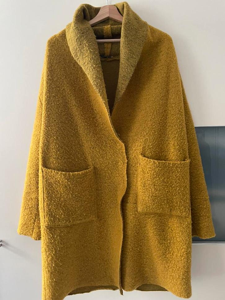 Gele wollen jas, maat XL, Kleding | Dames, Jassen | Winter, Gedragen, Maat 46/48 (XL) of groter, Geel, Ophalen of Verzenden