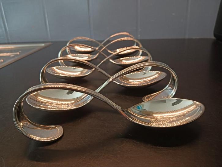 Set van 8 verzilverde amuse lepels, Huis en Inrichting, Keuken | Servies, Zo goed als nieuw, Overige typen, Overige stijlen, Overige materialen