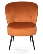 Oranje velvet stoel met zwarte poten, Ophalen, Bruin, Zo goed als nieuw, Stof